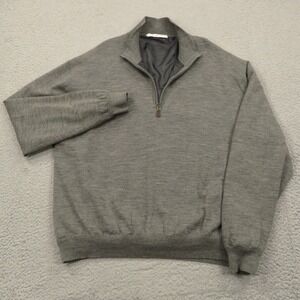 Fairway & Greene Mens XL Wool Wind 1/4 Zip Pullover Lined Golf Sweater Charcoal